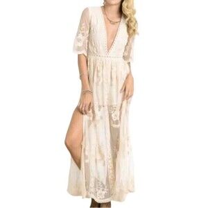 Wishlist Seraphina Boho Fairy Romper Women's Small Lace Maxi Resort Beach NWT